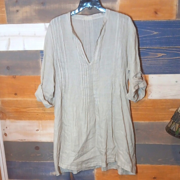 CP Shades Linen Tunic M Cream - Picture 1 of 7
